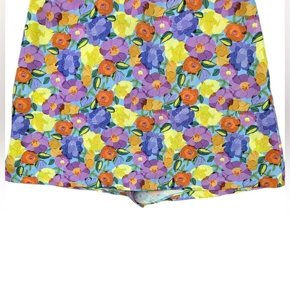 Zara Yellow/Purple Multicolor Crisscross Strap Floral Boho Mini Dress XL - Picture 6 of 10